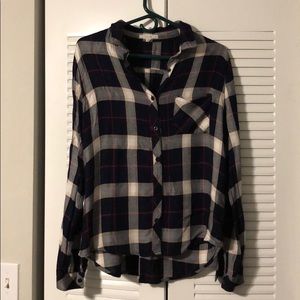 Navy button down blouse